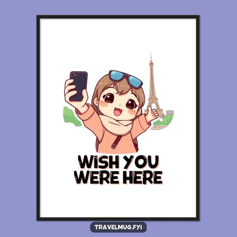 Funny Landmark Selfie Poster a Hilarious Piece of Wall Art for Travelers