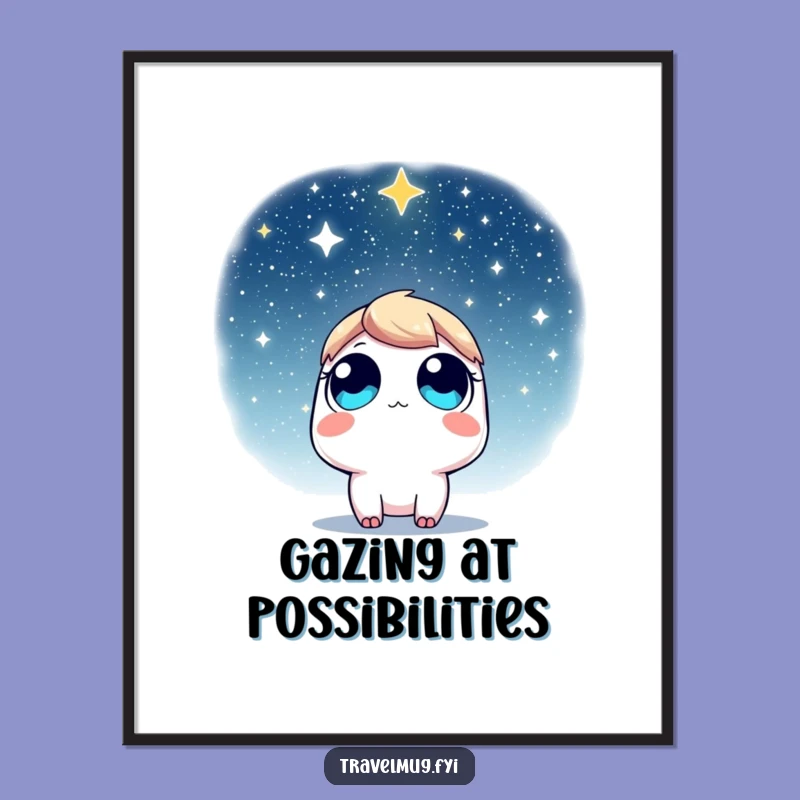 Funny Poster: Wide-Eyed Character Views Starry Sky, Inspiring Funny Wall Art!
