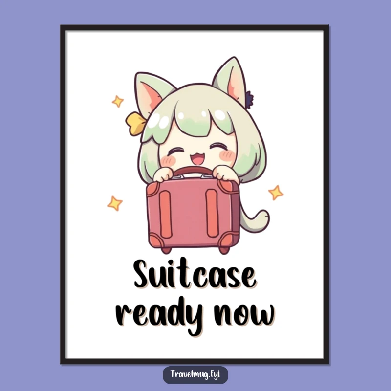 Funny Suitcase Embrace Poster: Instant Travel Art & Humor