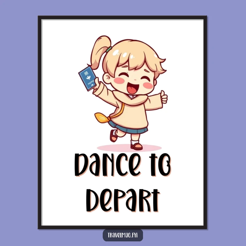 Funny Travel Dance Poster - Happy Passport Celebration Wall Art