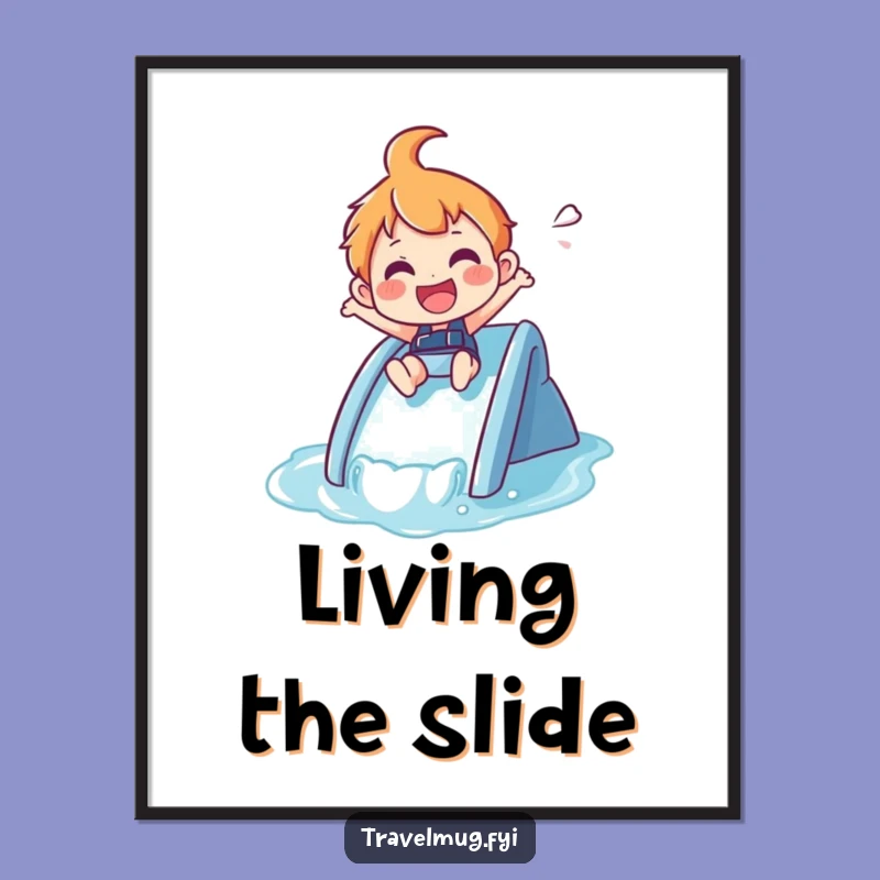 Funny Summer Art Print: Water Slide Joy - Wall Art Funny Gift!