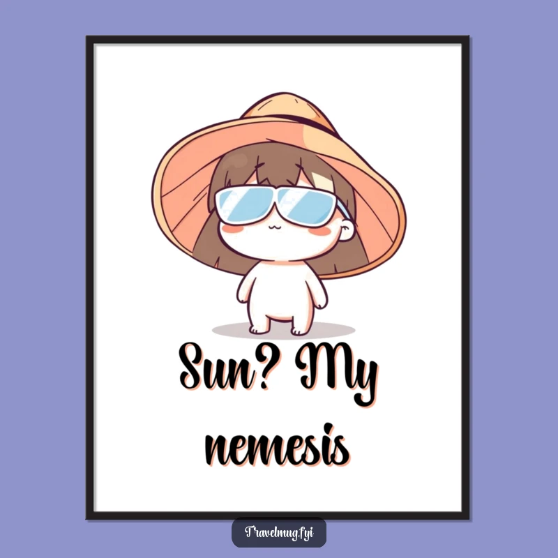 Funny Sun Hat Character Poster - Hilarious Wall Art for a Cheerful Vibe