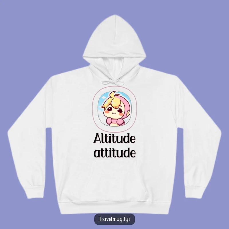 Cozy Funny Travel Face Hoodie: Silly Kawaii Character in Plane Window