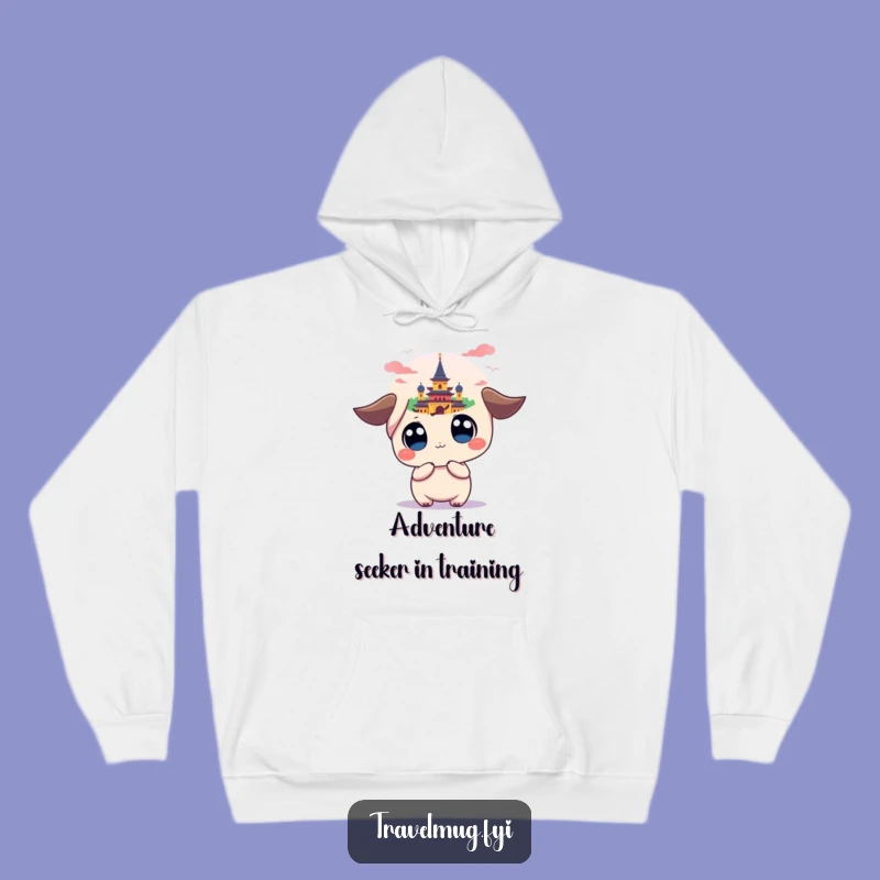 Cozy Funny Kawaii Hoodie: Wide-Eyed Landmark Explorer, Warm & Hilarious Gift