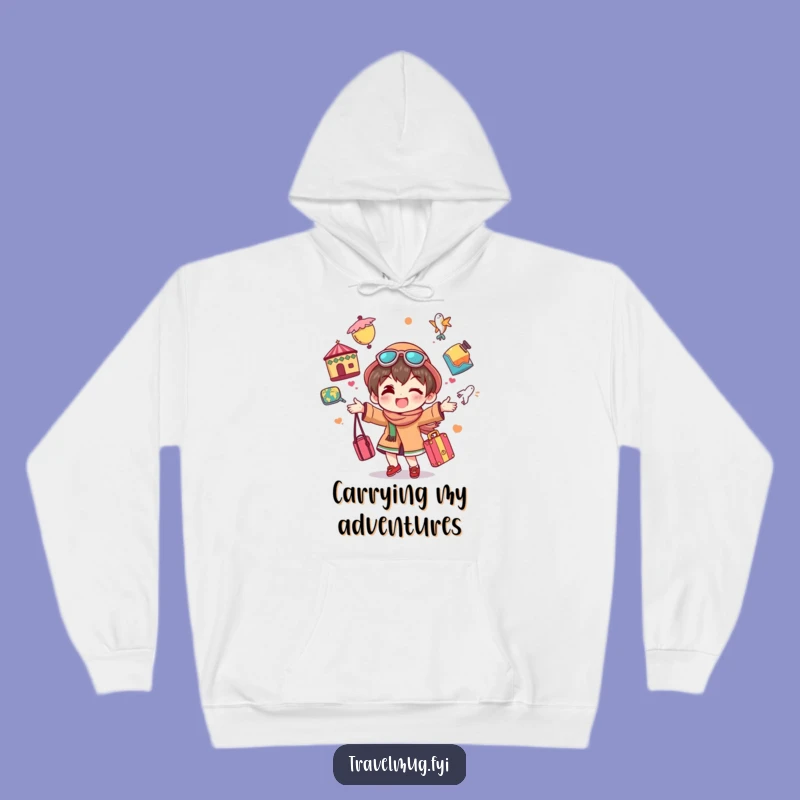 Funny Traveler Hoodie: Juggling Souvenirs Cozy Adventure Gift