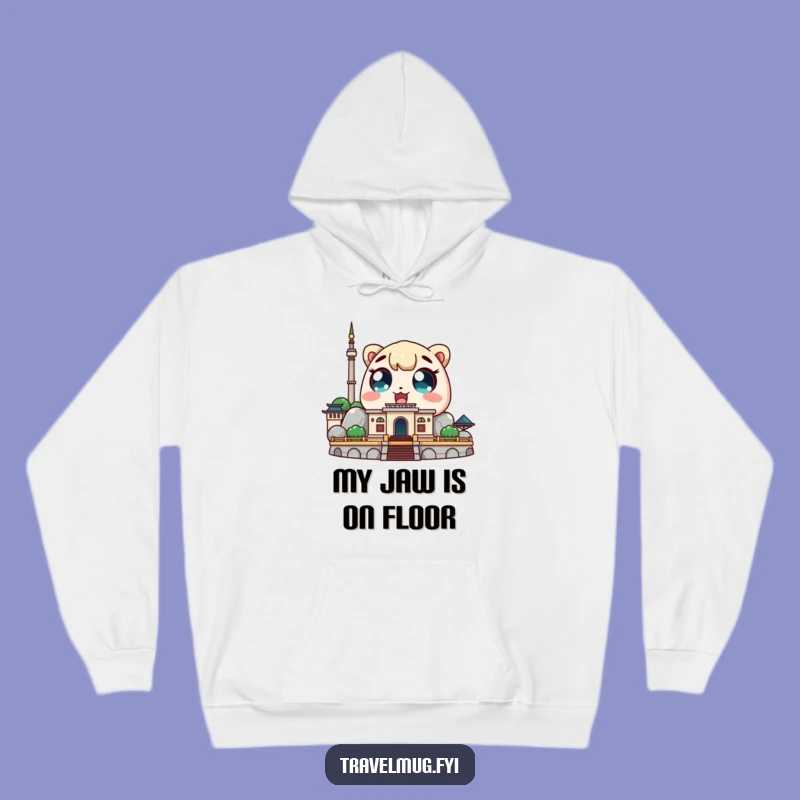 Cozy Funny Kawaii Landmark Hoodie: Amazed Eyes, Perfect Funny Travel Gift!