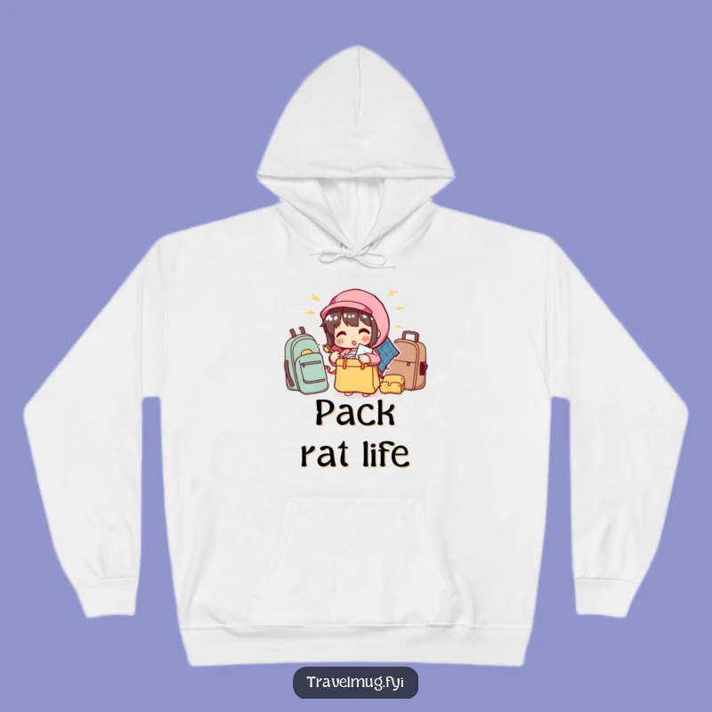 Funny Packing Hoodie: Cozy Character Overstuffs Bag, Warm Travel Gift