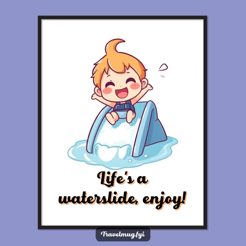 Free Printable Funny Wall Art: Waterslide Character's Splash of Joy Downloadable Art Gift!