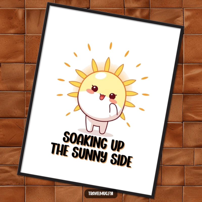 Funny Free Printable Wall Art: Enthusiastic character pointing at a bright, shining sun, inspiring positivity.