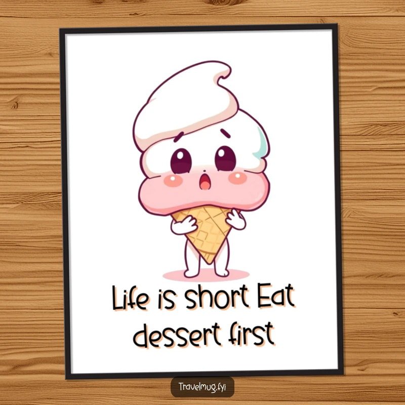 Funny Free Printable Wall Art: Character's shocked face holding a giant ice cream cone, great downloadable art.