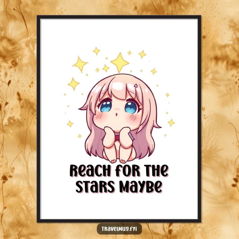 Funny Free Printable Wall Art depicting a character captivated by a detailed, luminous constellation against a vast night sky. Dreamy celestial art.