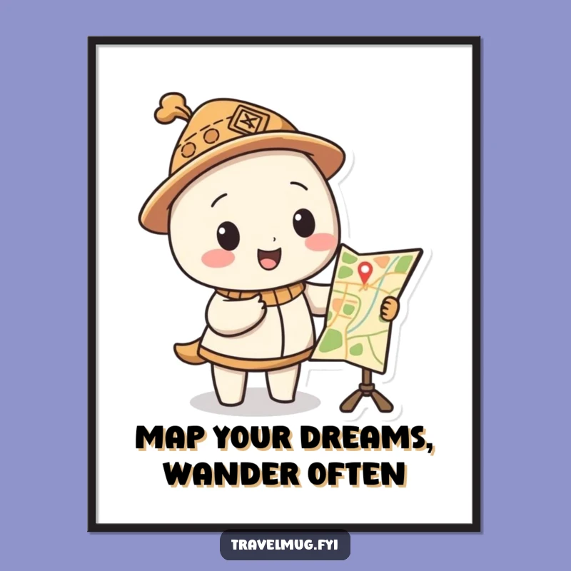 Funny Free Printable Wall Art: Silly Hat Map Adventure, Downloadable Decor