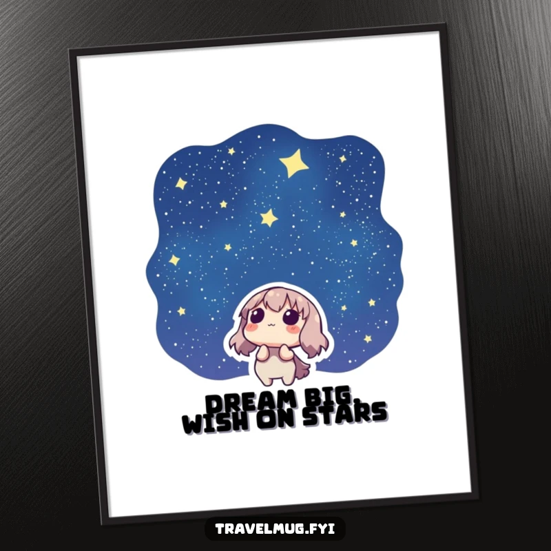 Funny Free Printable Wall Art: A character looks up at a starry night sky with immense wonder and peacefulness.