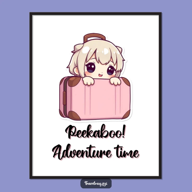 Funny Free Printable Wall Art: Suitcase Peeker, Whimsical Downloadable Art