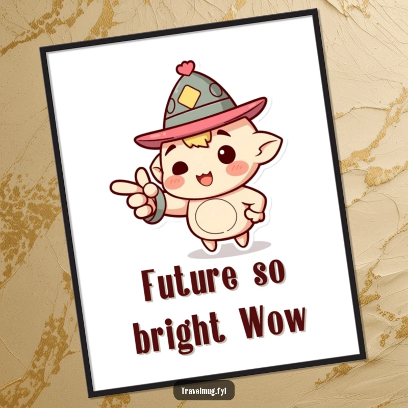 Funny Free Printable Wall Art: Character in a jaunty hat enthusiastically pointing forward, inspiring action and positivity.