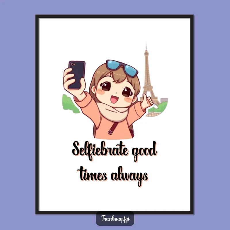 Funny Free Printable Wall Art: Hilarious Tourist Selfie at Landmark, Downloadable Decor