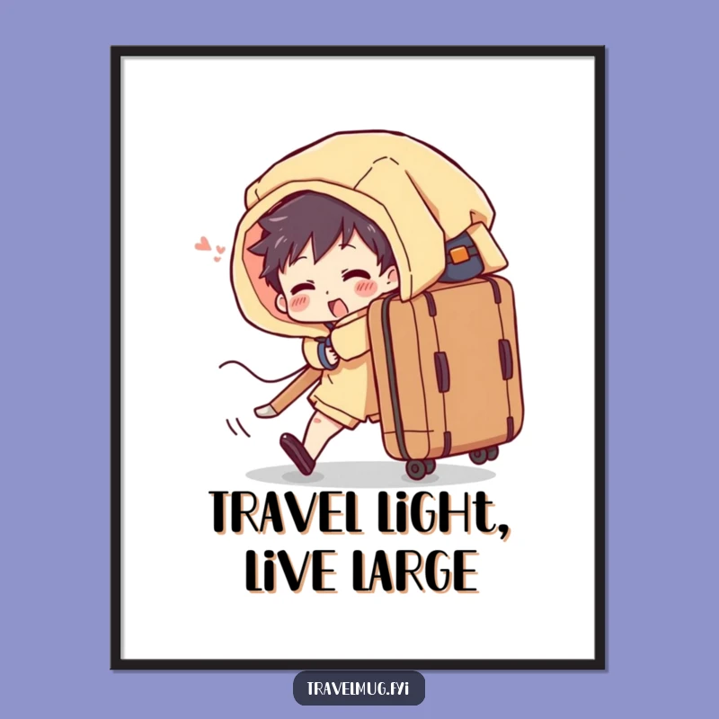 Funny Free Printable Wall Art: Comical Suitcase Struggle, Downloadable Poster