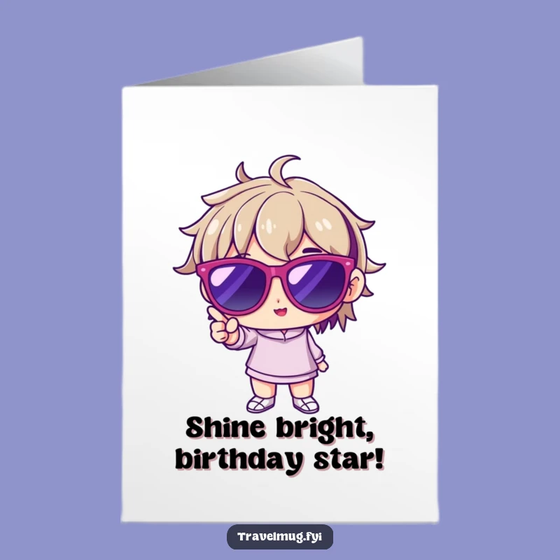 Free Printable Birthday Card: Cool Sunglasses Character, Humorous DIY Downloadable Gift for a Star