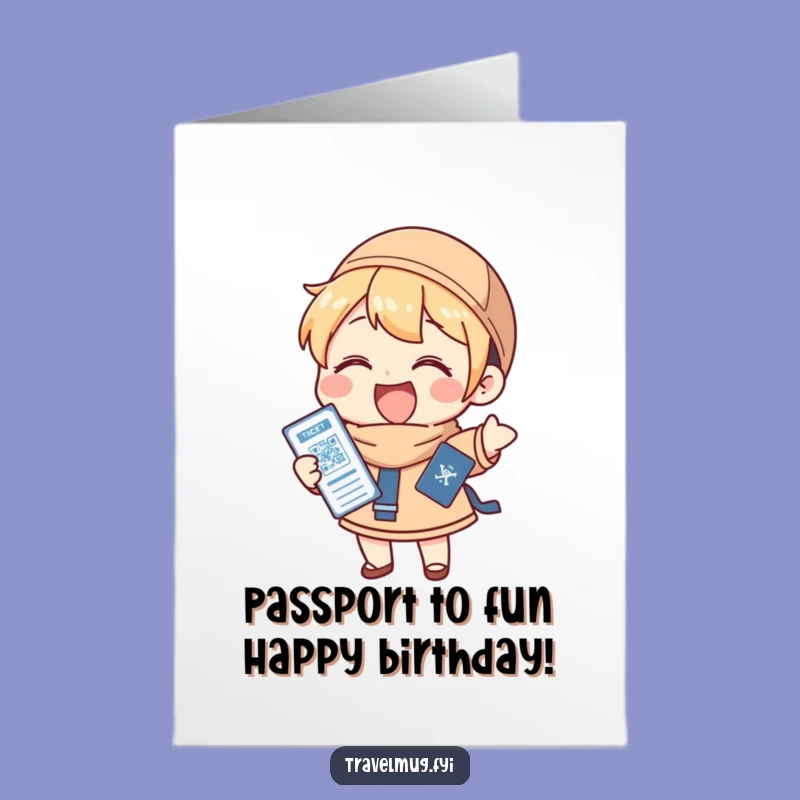 Free Printable Birthday Card: Travel Character, Funny Downloadable Gift!