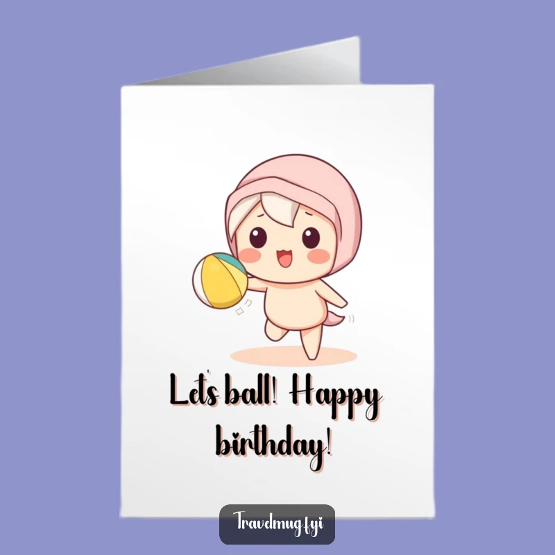 Free Printable Birthday Card: Funny Kawaii Beach Fun - Joyful Downloadable Gift