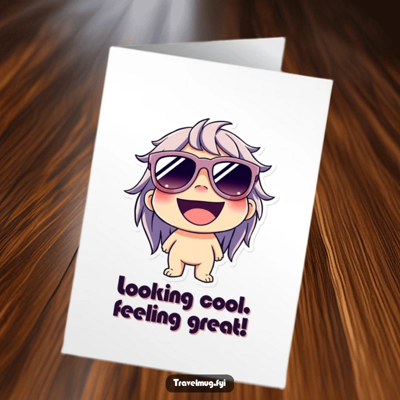 Funny Free Printable Birthday Card: Character wears oversized sunglasses and a wide grin, radiating cool vibes.