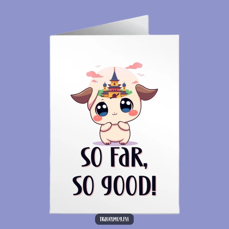 Free Printable Birthday Card: Kawaii Traveler Awaiting Fun, Funny Downloadable Gift!