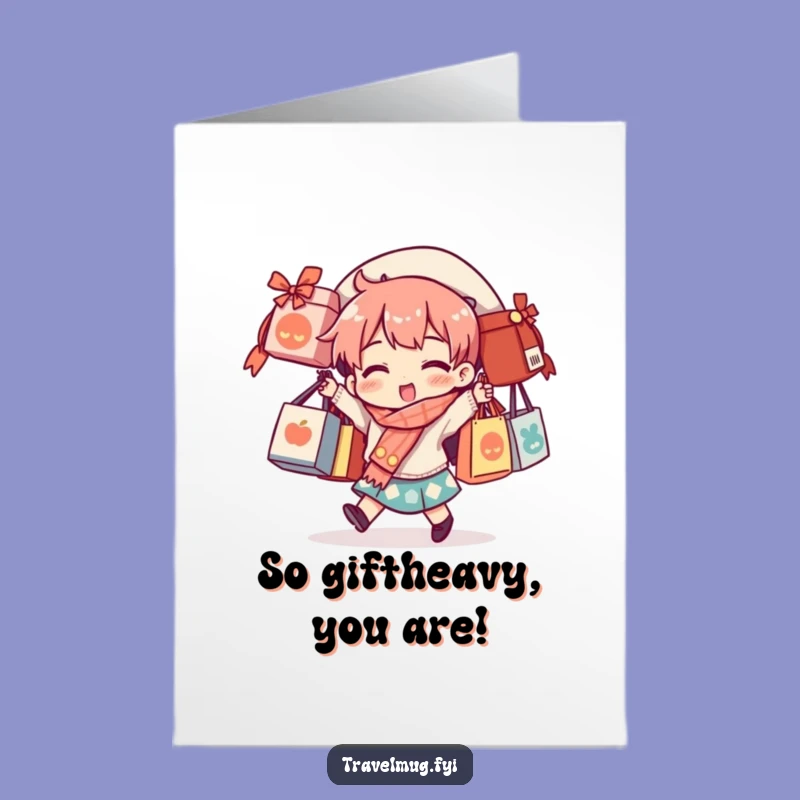 Free Printable Birthday Card: Funny Souvenir Bag Balancing Act Downloadable Gift