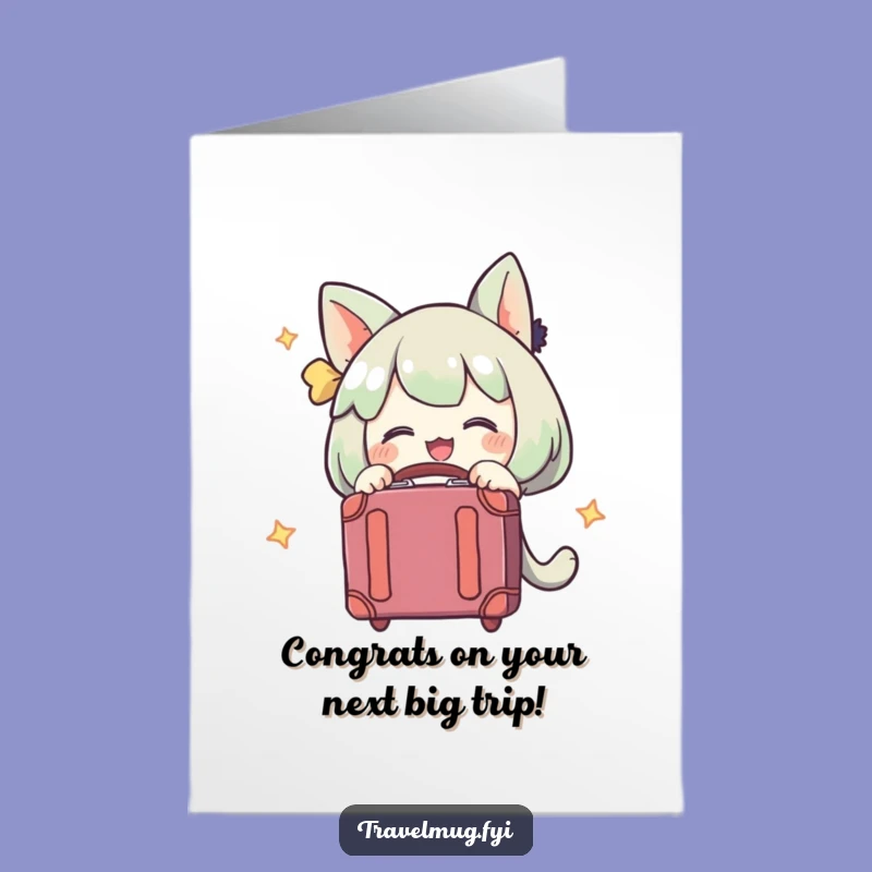 Free Printable Congrats Card: Travel Character, Funny Suitcase, Downloadable Journey