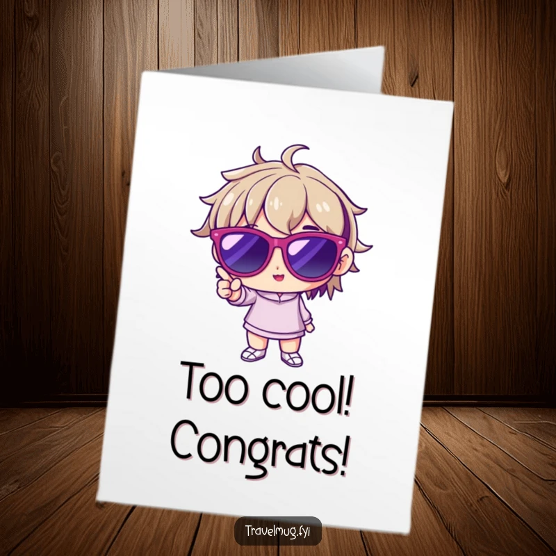 Funny Free Printable Congratulations Card: Character with oversized sunglasses striking a bold pose. A fabulously cool DIY gift.