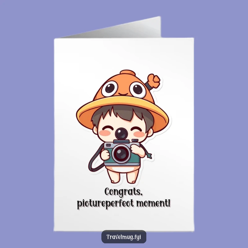 Free Printable Congrats Card: Funny Hat Camera Character, Downloadable Celebration