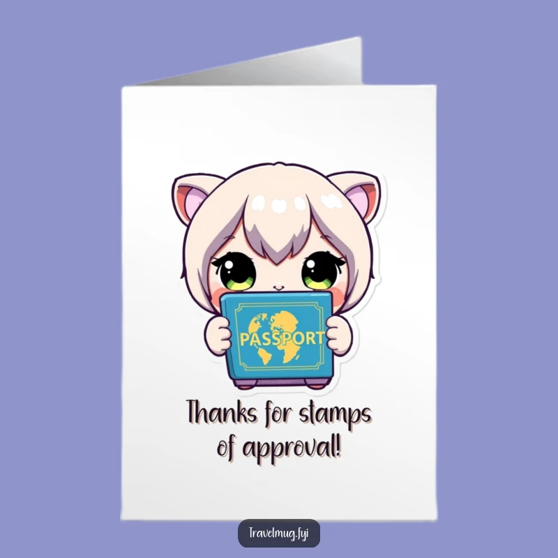 Free Printable Funny Thank You Card: Passport Character's Grateful Travels Downloadable Gift!