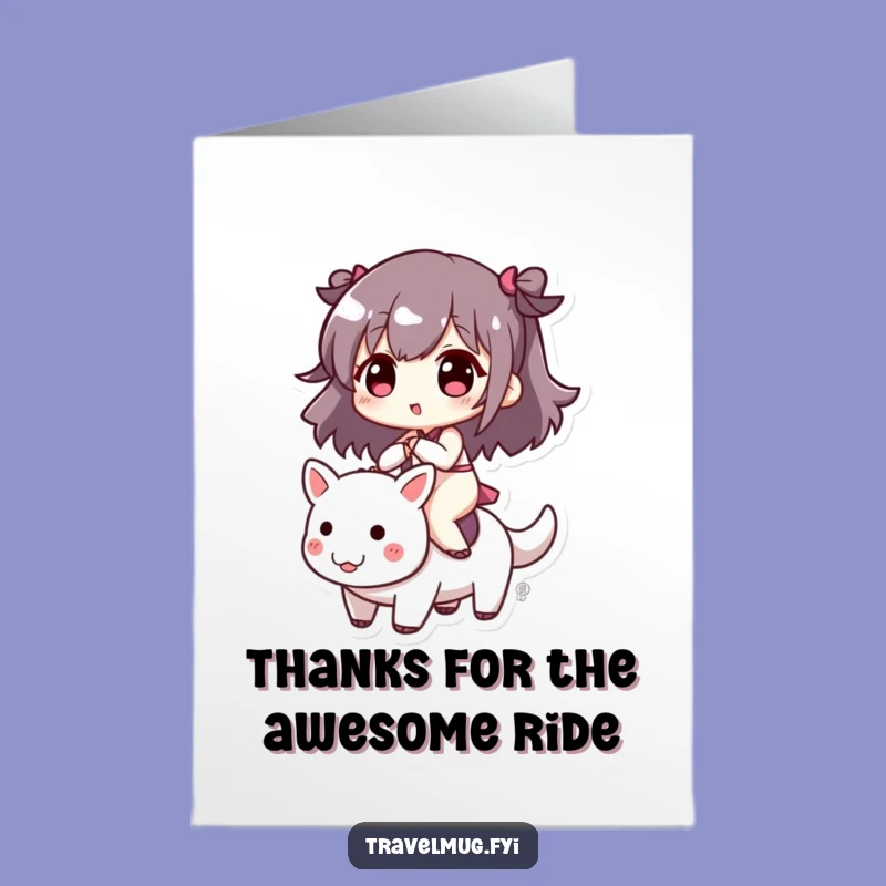 Free Printable Thank You Card: Cute Character Ride Grateful Funny Downloadable Gift