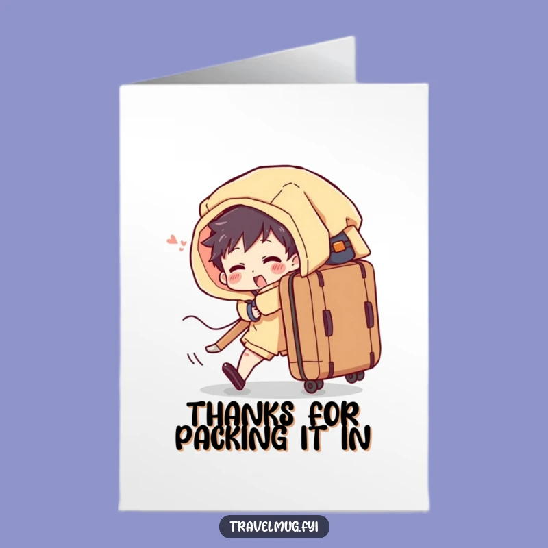 Free Printable Thank You Card: Funny Suitcase Chaos, Downloadable Gift