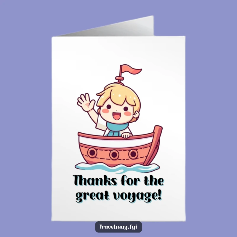 Free Printable Thank You Card: Waving Boat Character