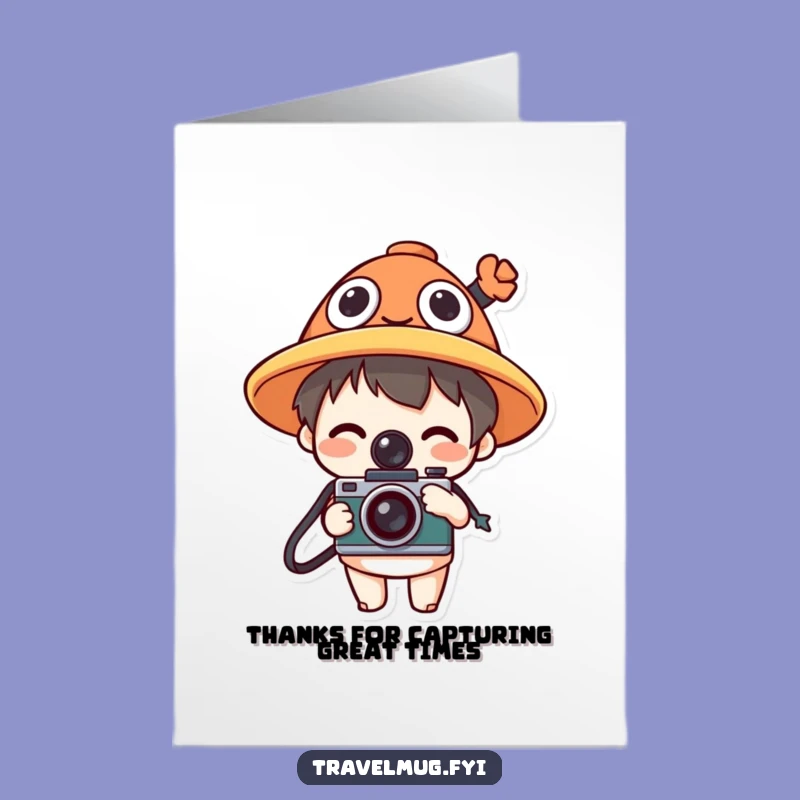 Free Printable Thank You Card: Funny Hat Camera Character, Downloadable Gratitude