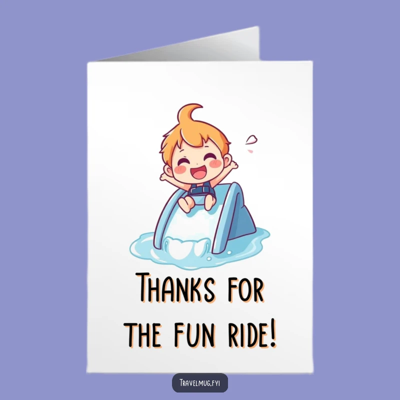 Free Printable Funny Thank You Card: Waterslide Character's Grateful Glide Downloadable Gift!
