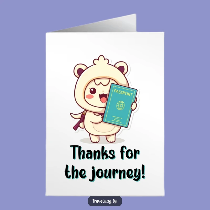 Adorable Kawaii Passport Holder Free Printable Thank You Card: Travel Thanks
