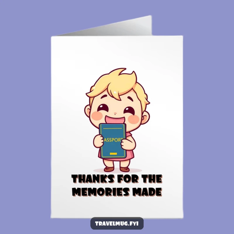 Thank them for the amazing journey with this free printable card of a happy kawaii traveler. Print at home for a unique thank you!