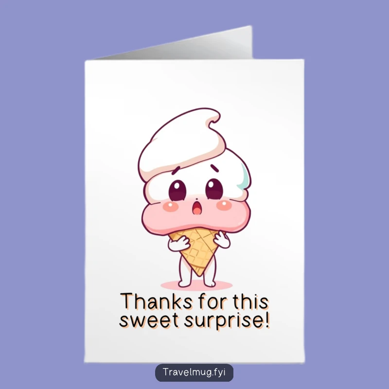 Free Printable Thank You Card: Ice Cream Surprise Funny Downloadable Gift Idea