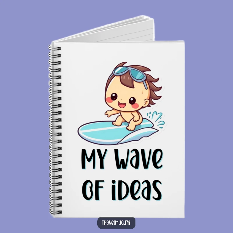 Funny Kawaii Surfer Notebook - Cheerful Beach Planner Gift