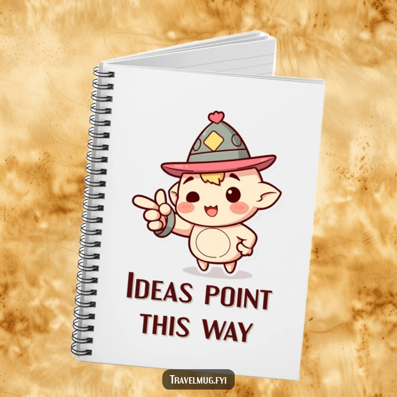 Funny Notebook: A character wearing a jaunty hat enthusiastically pointing forward, perfect for jotting down plans and aspirations.