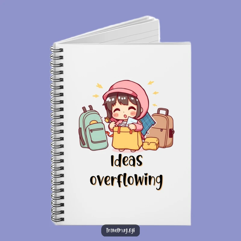 Funny Packing Notebook: Character Overstuffs Bag, Journaling Travel Chaos
