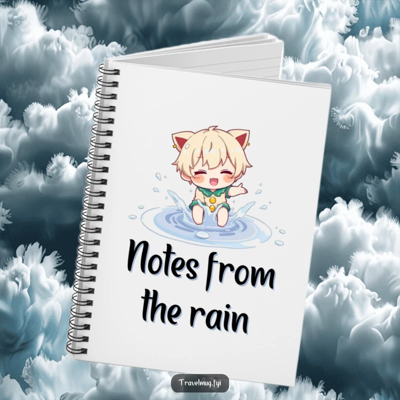 Funny Notebook: A character joyfully splashing in a small, sparkling puddle, perfect for capturing playful thoughts.