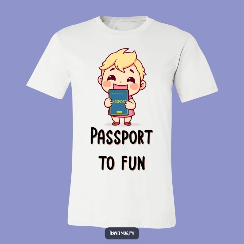 Funny Passport Holder Tee: Grinning Kawaii Traveler, Hilarious Adventure Shirt