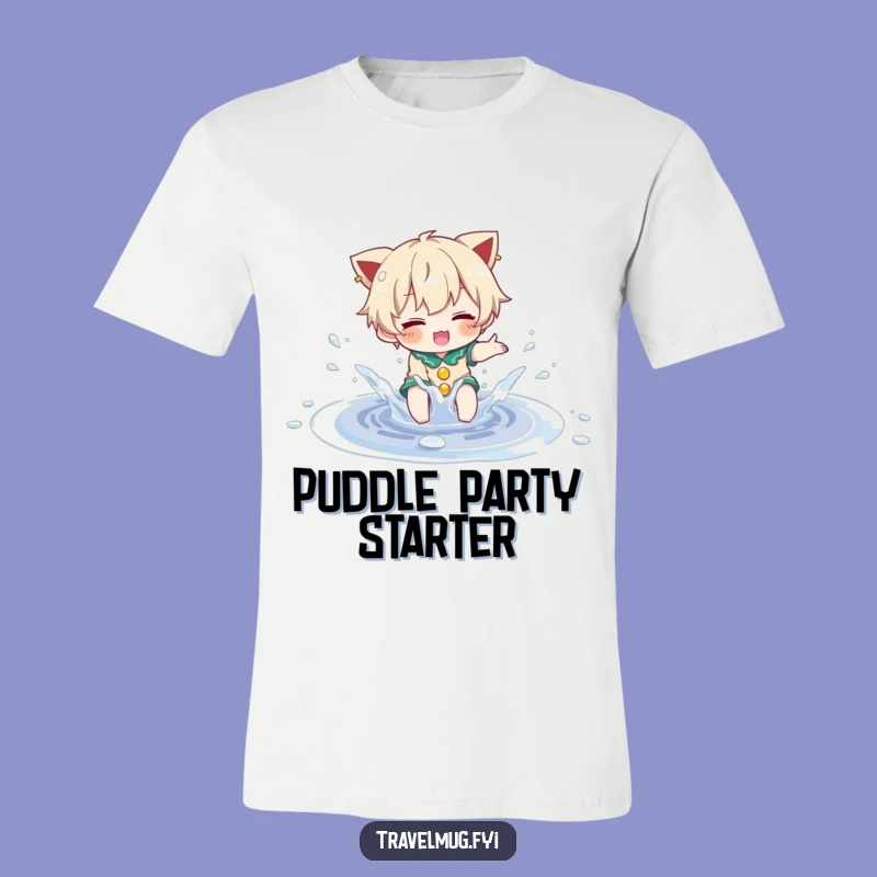 Funny Splash T-Shirt: Character joyful in a puddle, a must-have funny tee for fun-lovers.