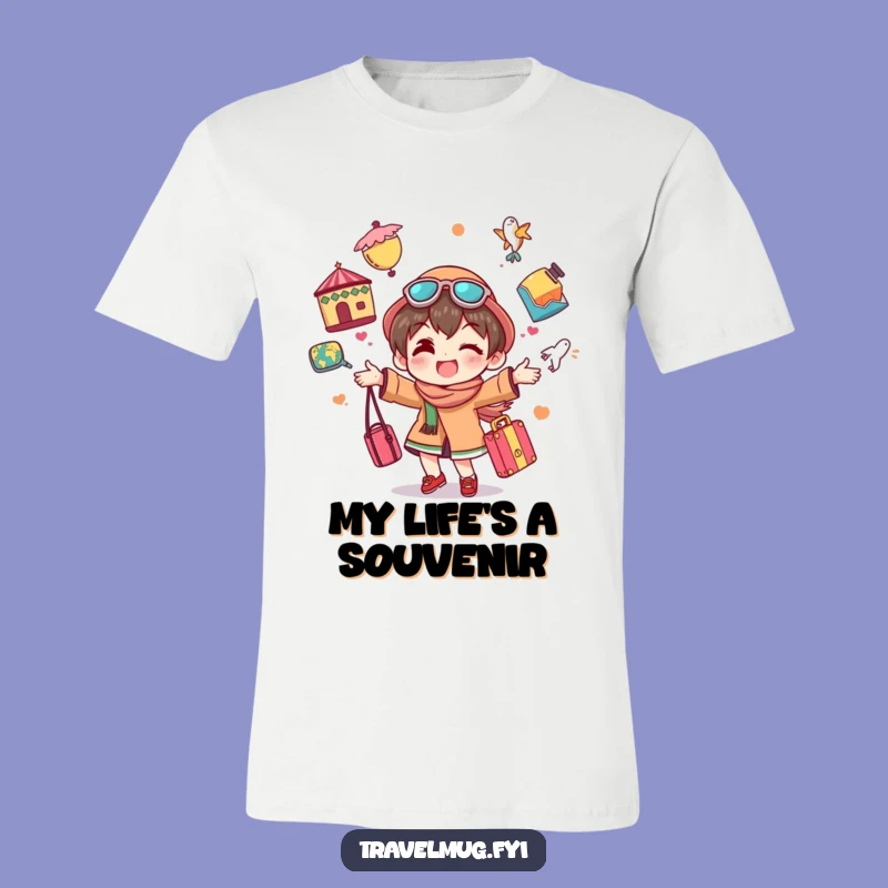 Funny Traveler T-Shirt: Juggling Souvenirs Cheerful Gift Tee