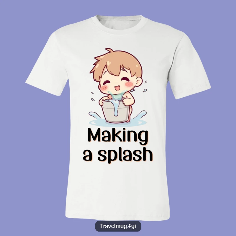 Funny Splash Tee: Playful Character with Bucket, Great Gift