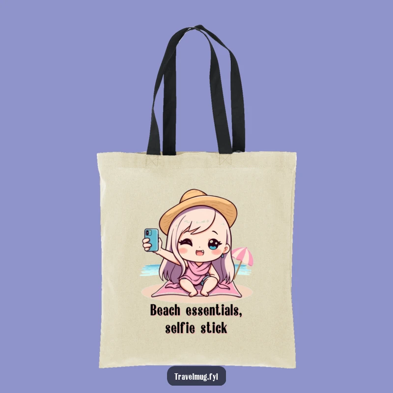 Funny Kawaii Beach Selfie Tote Bag: Stylishly Carry Your Fun, Perfect Beach Gift