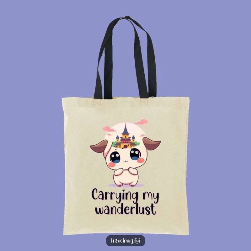 Funny Kawaii Landmark Tote Bag: Wide-Eyed Wanderlust Carry-All, Unique Gift
