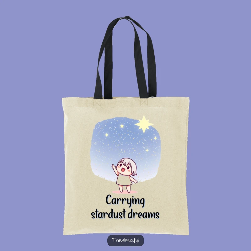 Funny Night Sky Tote Bag: Character pointing at stars, a practical funny gift for dreamers.